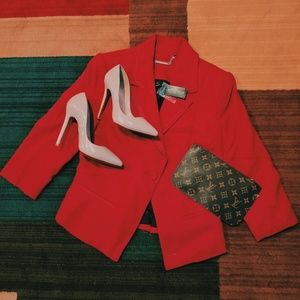 white house black market red crepe jacket sold out